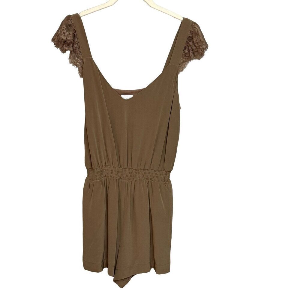 Cami NYC Brown Lace Sleeve Romper